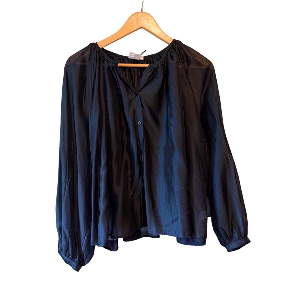 NWT Future Collective Black Sheer Peasant Blouse Whimsigoth Large